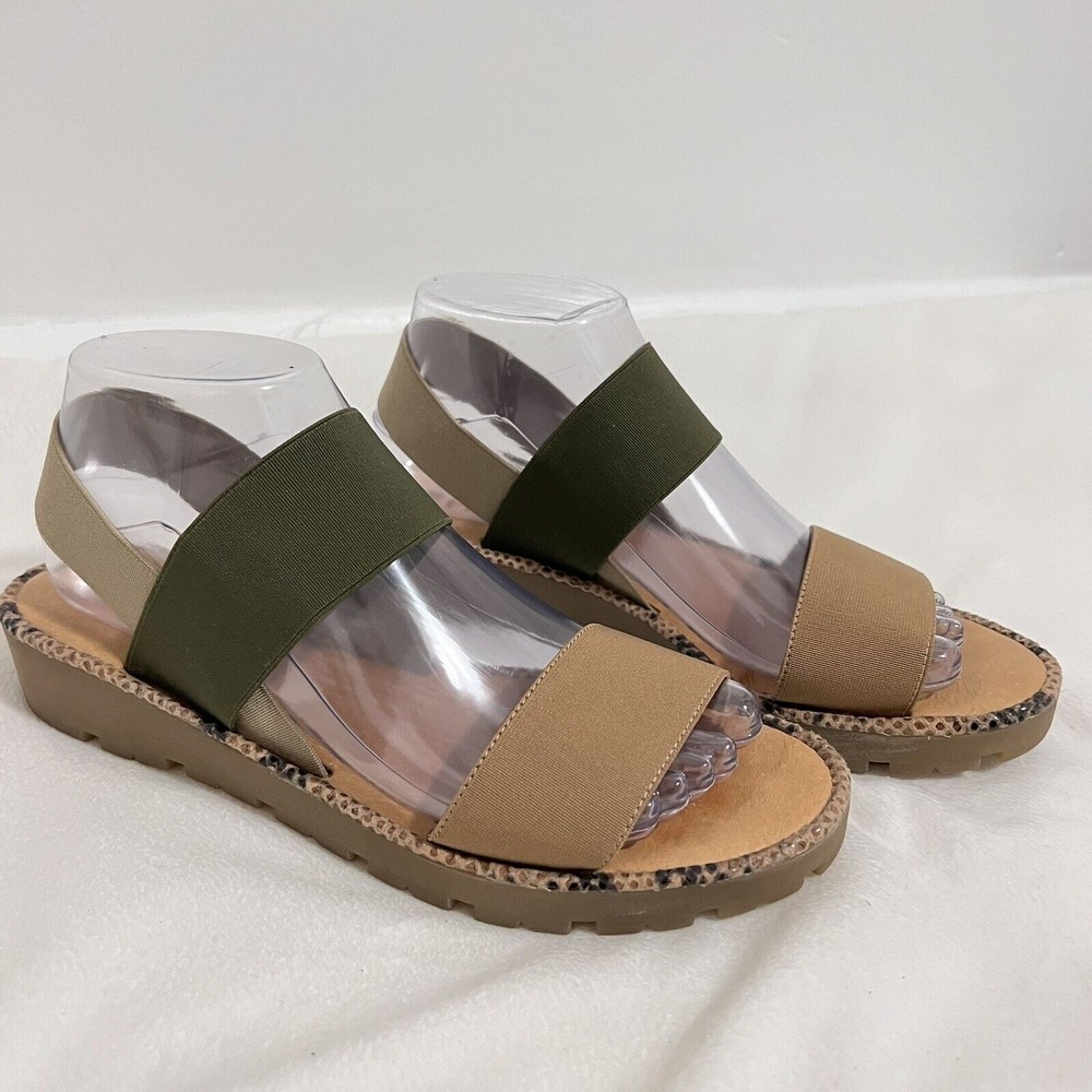 The Flexx Green Ankle Stretch Strap Sandals Size 8 Slingback Elastic Flats